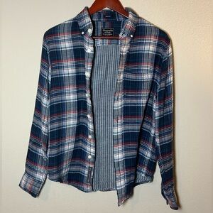 Abercrombie & Fitch Men’s XS Muscle Flannel Y2K Blue/Red Plaid Soft Button Up